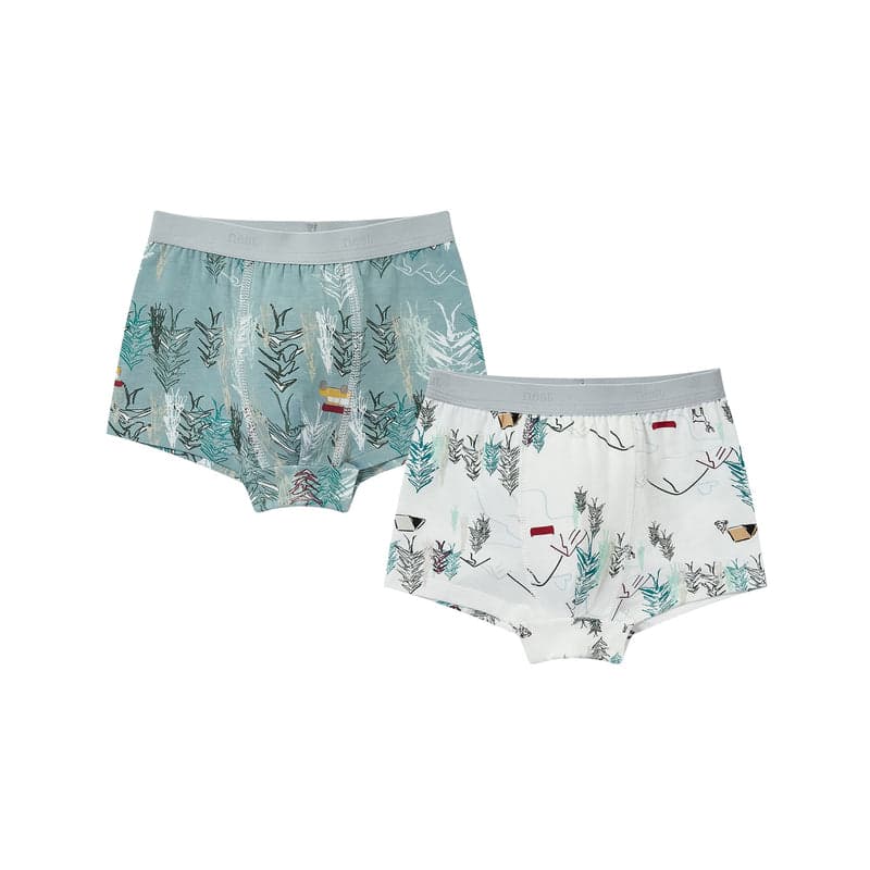 Nest Design Bamboo Boys Boxer Briefs Underwear (2 Pack) Forest Fun