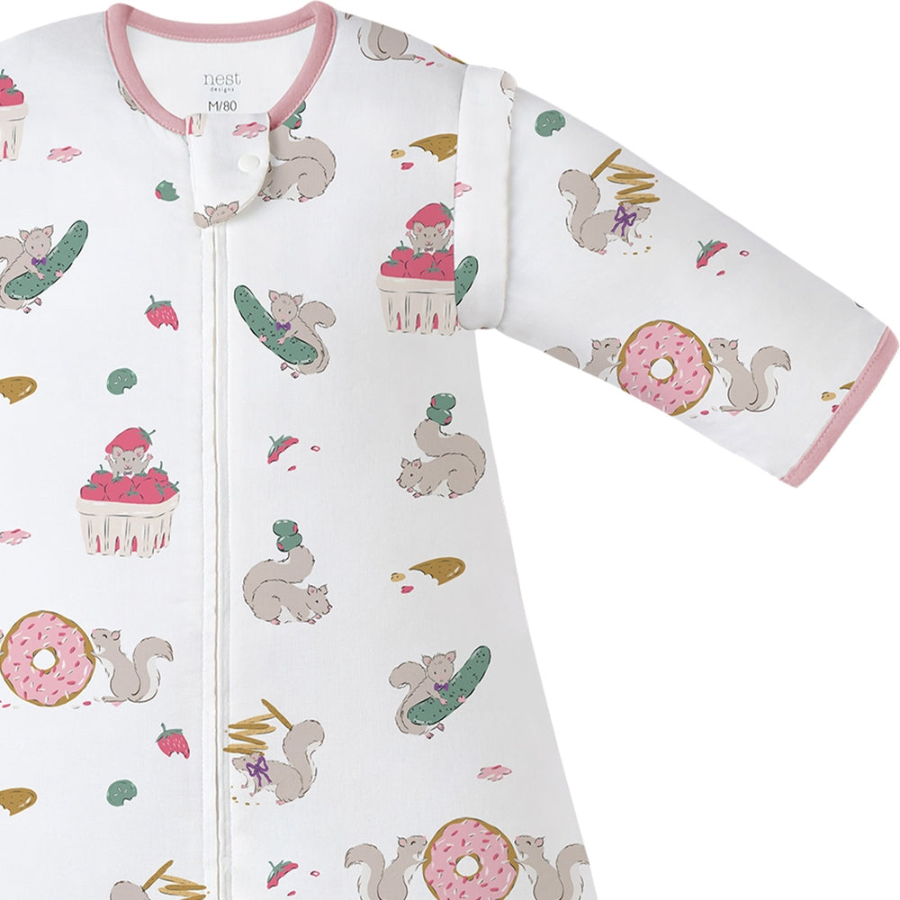 Nest Designs 0.6 TOG Removable 3/4 Sleeve Sleep Bag Very Squirrelly