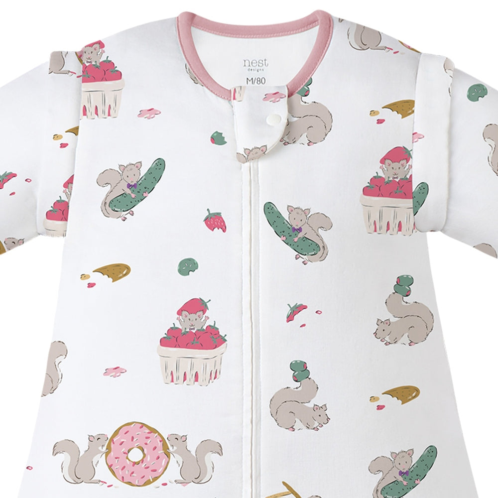 Nest Designs 0.6 TOG Removable 3/4 Sleeve Sleep Bag Very Squirrelly