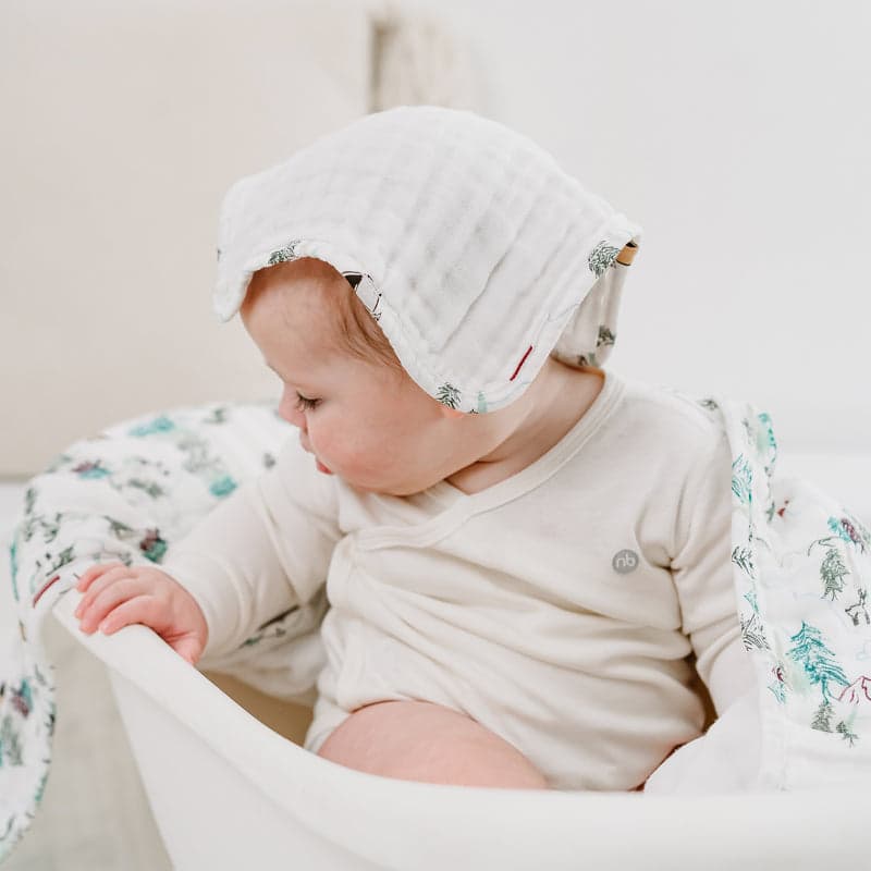 Nest Designs six-layer organic cotton baby washcloths, 2-pack in assorted colors with nature prints