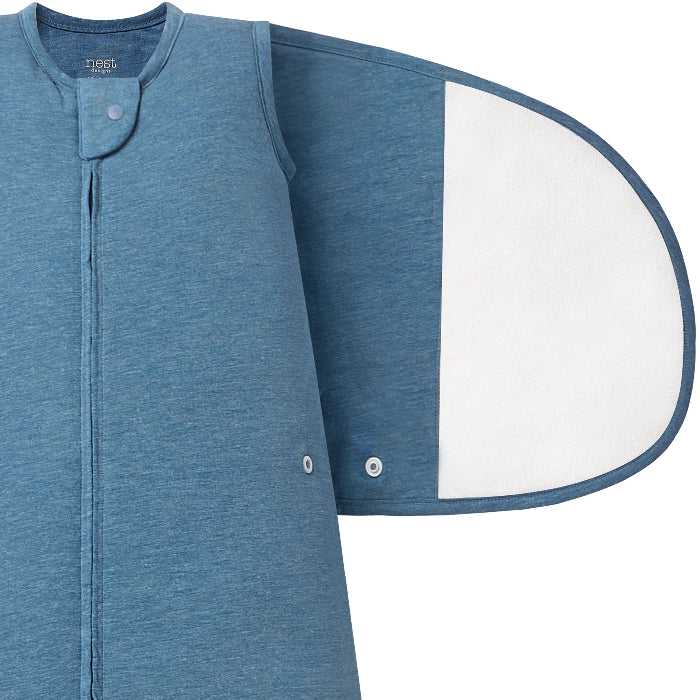 Nest Designs Avocado Bamboo Swaddle Sleep Bag 1.0 Tog Captain's Blue, soft blue bamboo fabric with wings