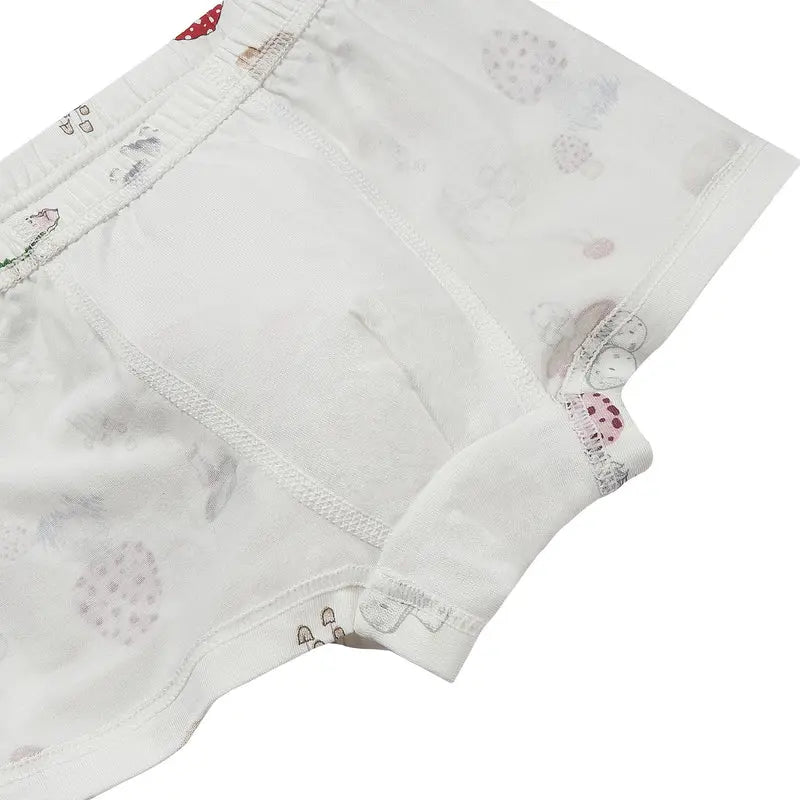 Nest Designs Bamboo Boys Boxer Briefs Underwear Meadow Mystery, white with pastel meadow print, 2-pack.