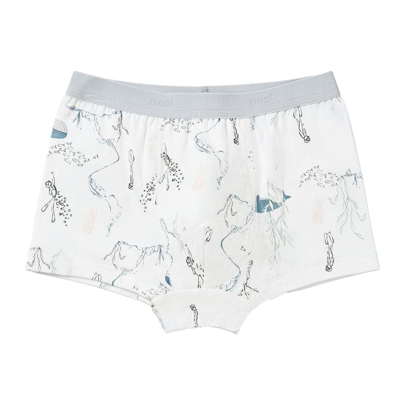 Nest Designs Bamboo Boys Boxer Briefs Underwear (2 Pack) Deep Blue Wonders