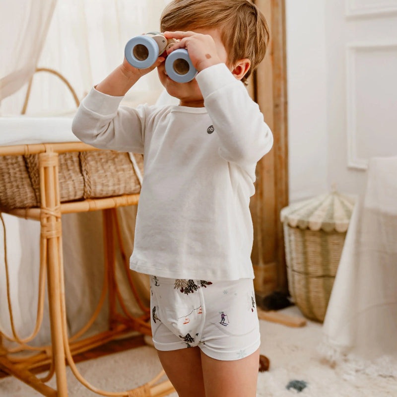 Nest Designs Bamboo Boys Boxer Briefs Underwear (2 Pack) Winter Fun