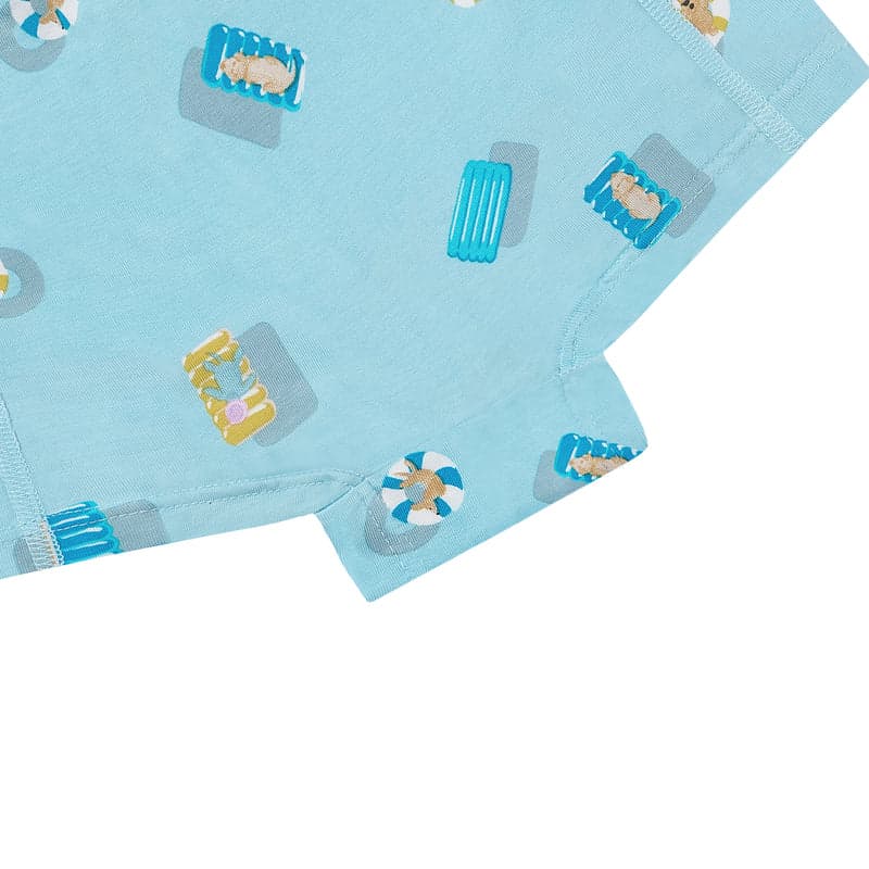 Nest Designs bamboo girls' boy short underwear 2-pack in light blue with Doggy Day print