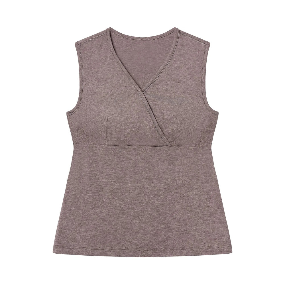 Nest Designs bamboo jersey nursing tank top in elderberry with crossover V-neck