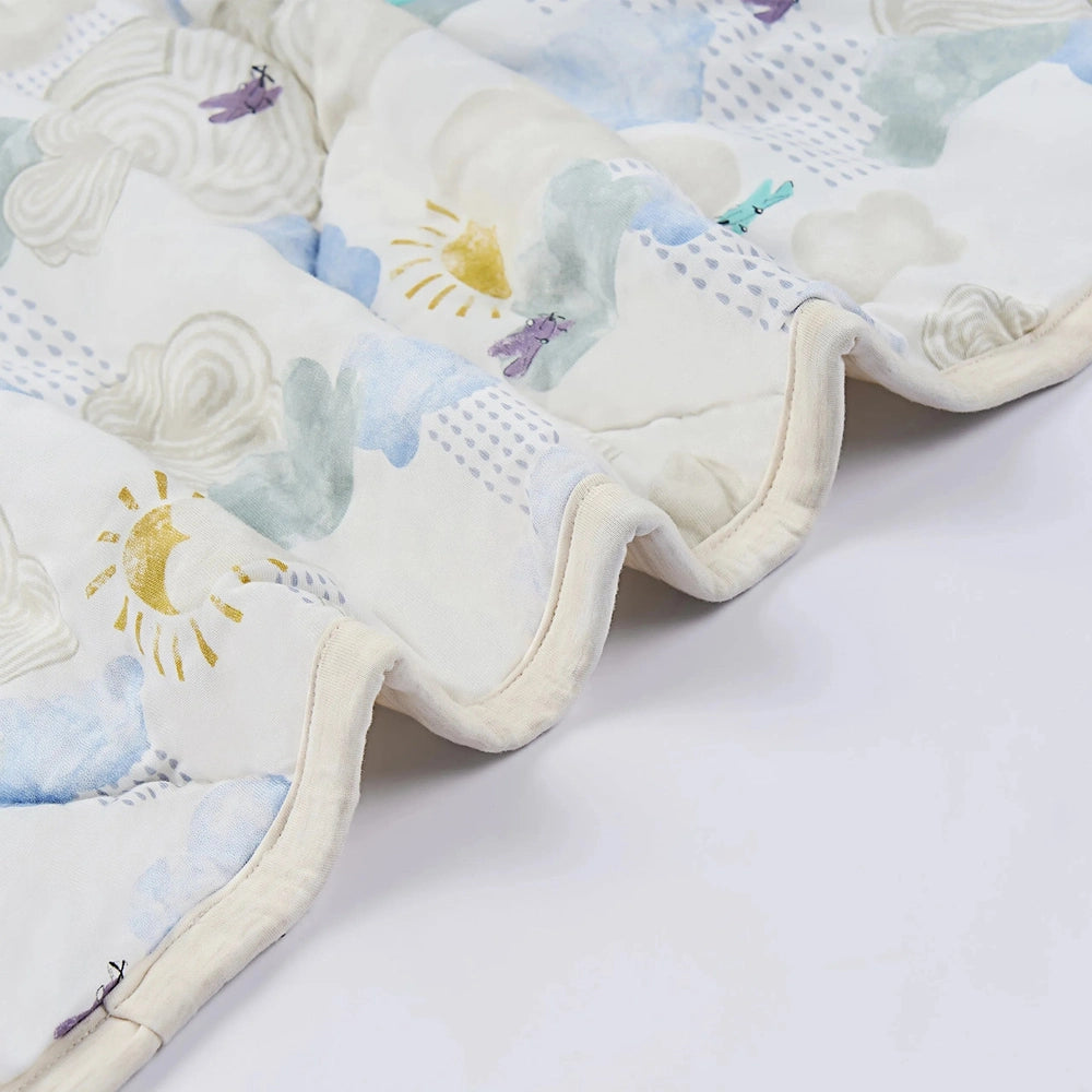 Nest Designs Bamboo Jersey Quilted Cozy Blanket Fluffy Puffs