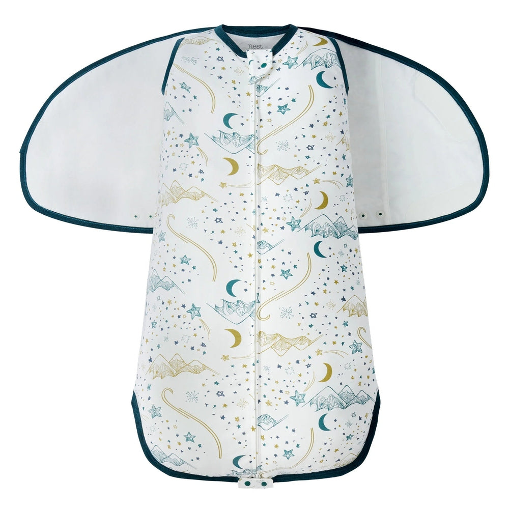 Nest Designs Bamboo Jersey Swaddle Sleep Bag 0.25 Tog Stars White 0-6M