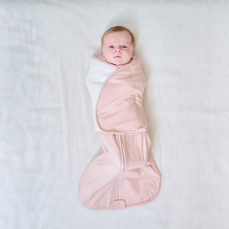 Nest Designs bamboo jersey swaddle sleep bag 0-6M rose smoke with white interior