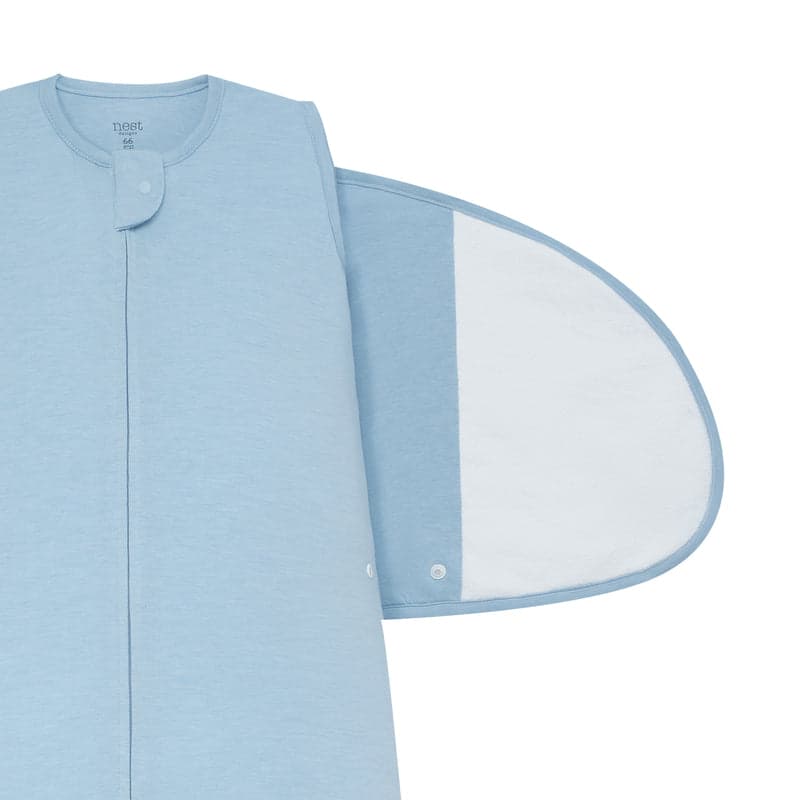 Nest Designs bamboo jersey swaddle sleep bag Forget-Me-Not blue, 0–6M, 1.0 TOG