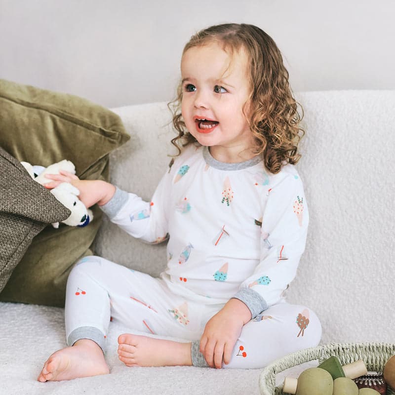 Nest Designs Bamboo Jersey Two-Piece Long Sleeve Pj Set Ice Cream Summer