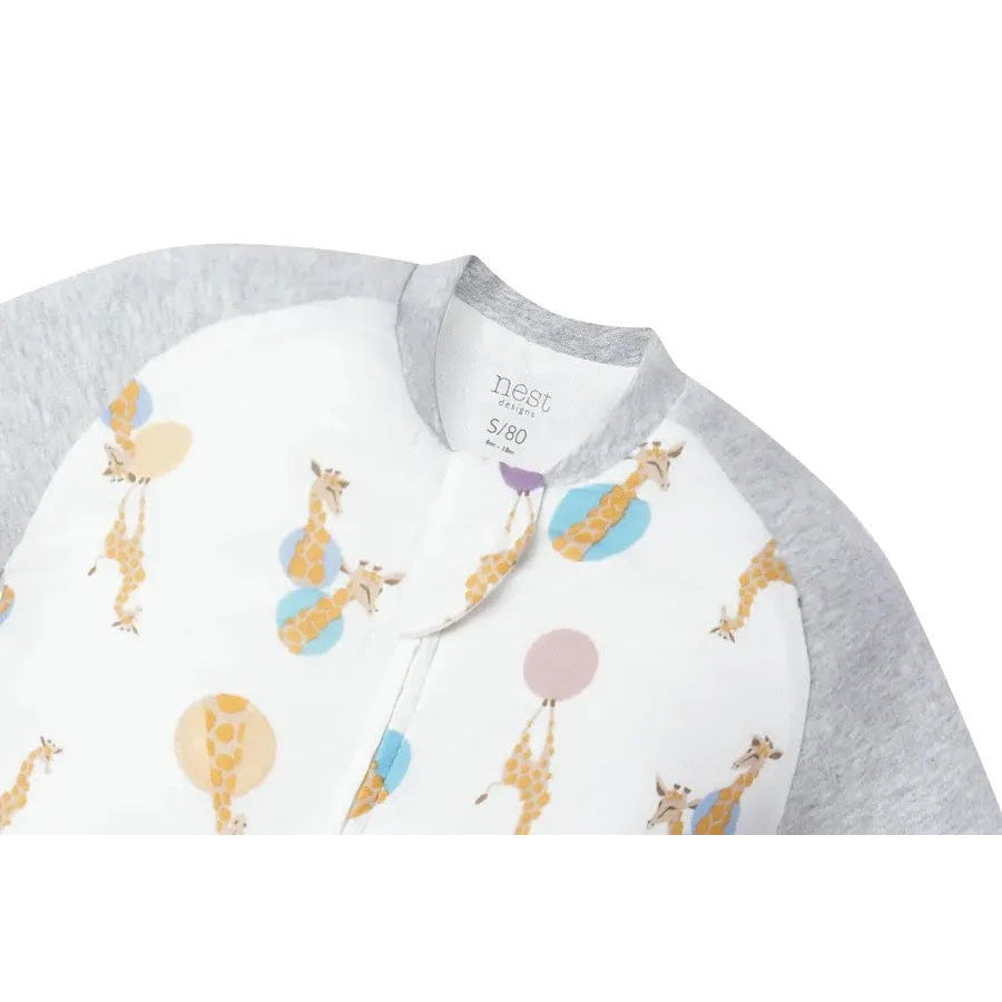 Nest Designs Bamboo Long Sleeve Footed Sleep Bag 1.0 Tog Giraffe Shapes