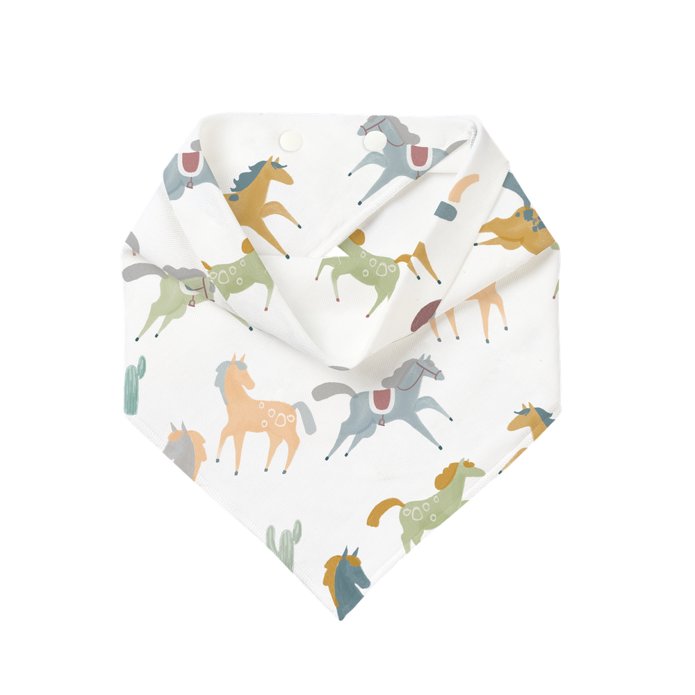 Nest Designs Pony Express Bandana Bib in Multicolor Horse Pattern