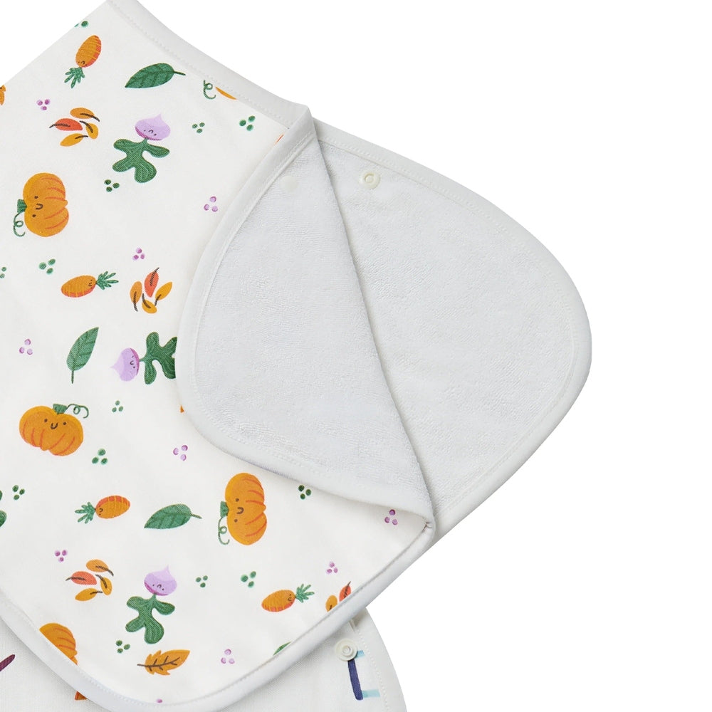 Nest Designs Bamboo Muslin Burp n Bib 2-Pack Harvest Time bibs with terry backing