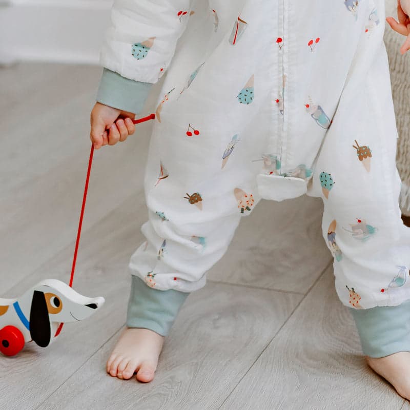 Nest Designs Bamboo Pima Long Sleeve Footed Sleep Bag 0.6 Tog Ice Cream Summer