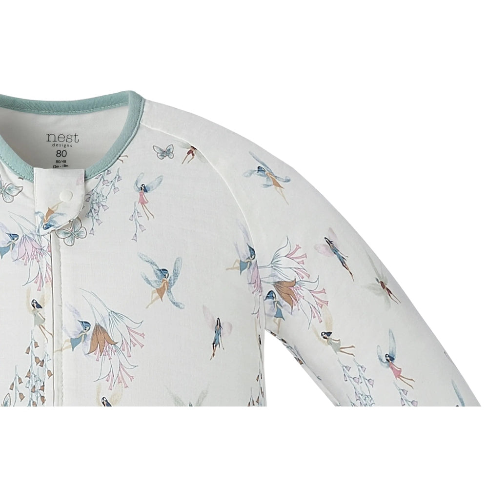 Nest Designs Bamboo Pima Long Sleeve Footed Sleep Bag 0.6 Tog Fairy Tale