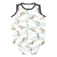 Nest Designs Bamboo Pima Sleeveless Button Down Onesie Jungle Stripes