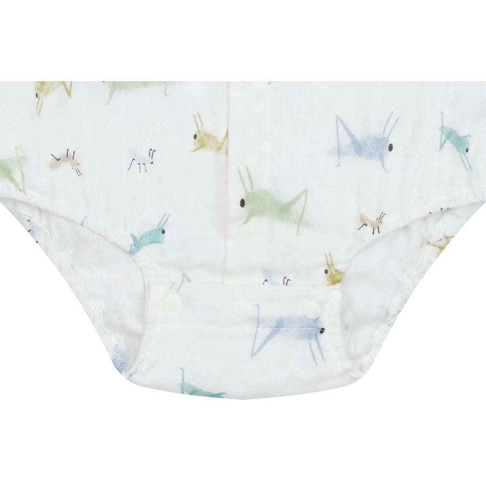 Nest Designs Bamboo Pima Sleeveless Button Down Onesie The Ant & The Grasshopper