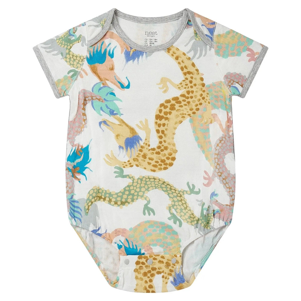 Nest Designs Bamboo Short Sleeve Onesie Dragon Dance