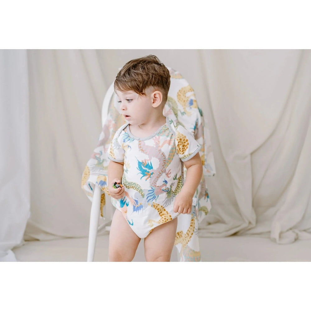 Nest Designs Bamboo Short Sleeve Onesie Dragon Dance