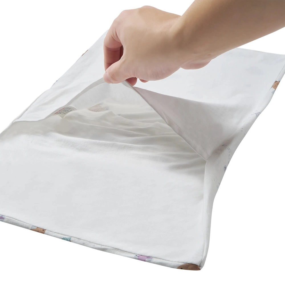 Nest Designs Bamboo Toddler Pillow in White with pastel-edge pillowcase