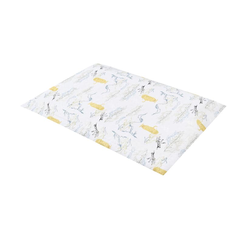 Nest Designs Bamboo Toddler Pillowcase Blub Blub Yellow Sub on white fabric with yellow submarines and blue drawings.