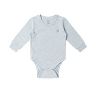 Nest Designs Basics Bamboo Cotton Long Sleeve Kimono Onesie Grey Dawn