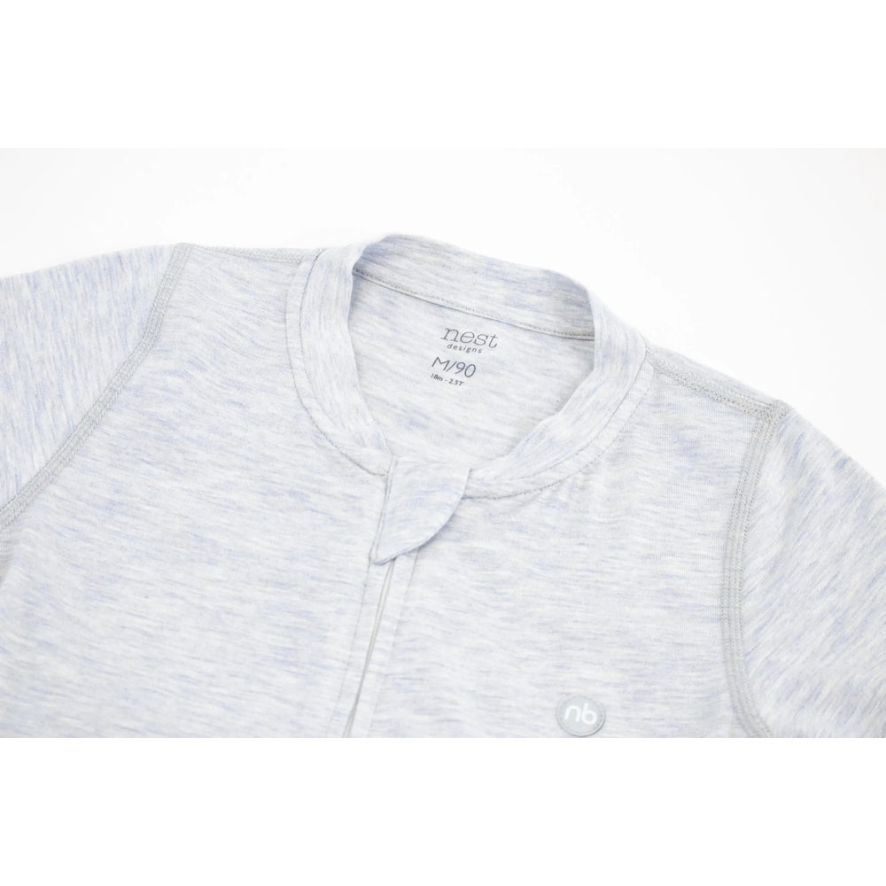 Nest Designs Basics Bamboo Cotton Short Sleeve Drop Bottom Romper Grey Dawn