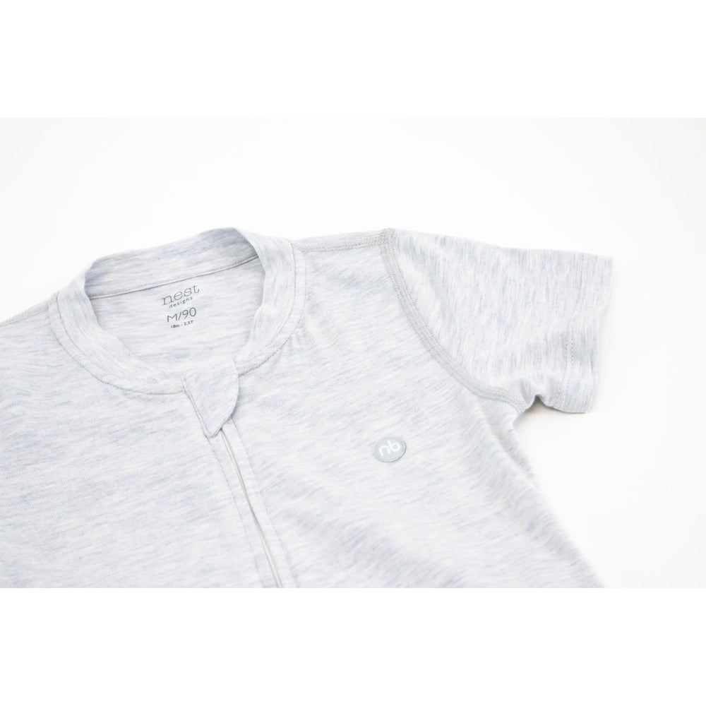 Nest Designs Basics Bamboo Cotton Short Sleeve Drop Bottom Romper Grey Dawn