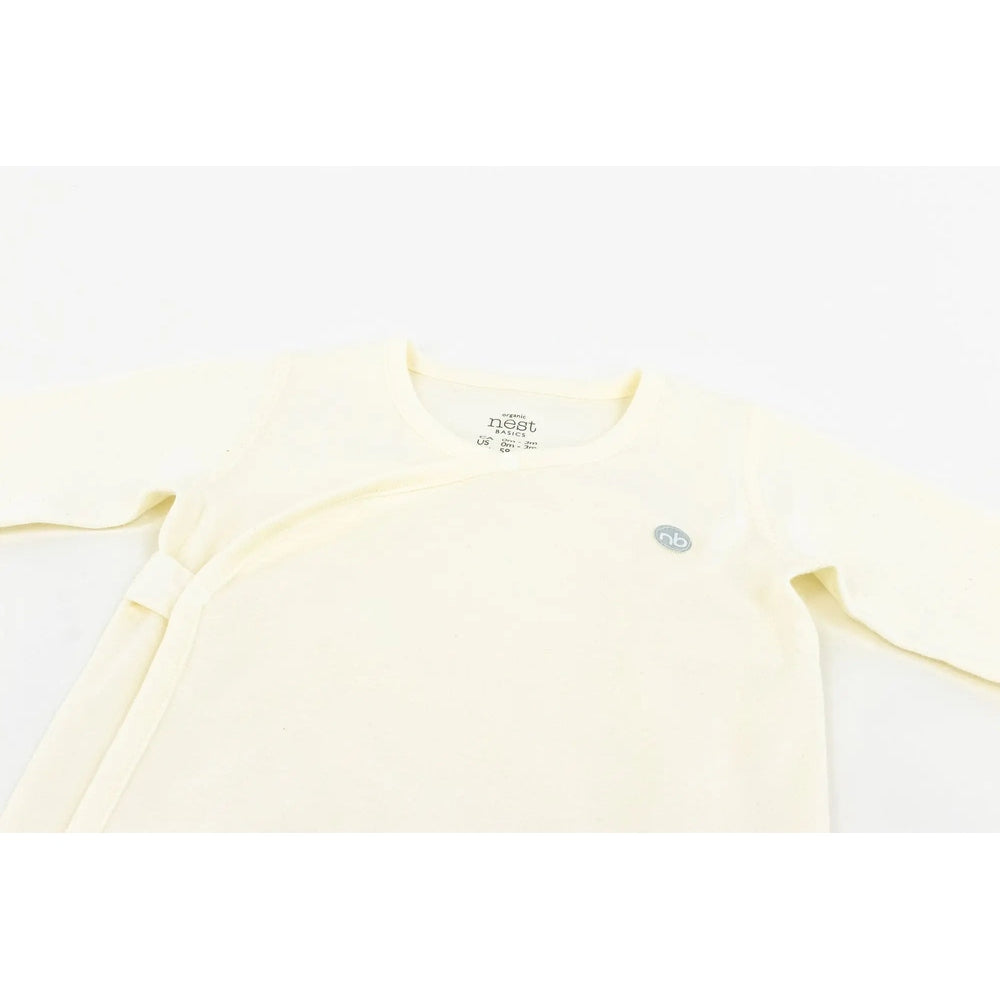 Nest Designs Basics Organic Cotton Ribbed Kimono Long Sleeve Onesie (3 Pack) White