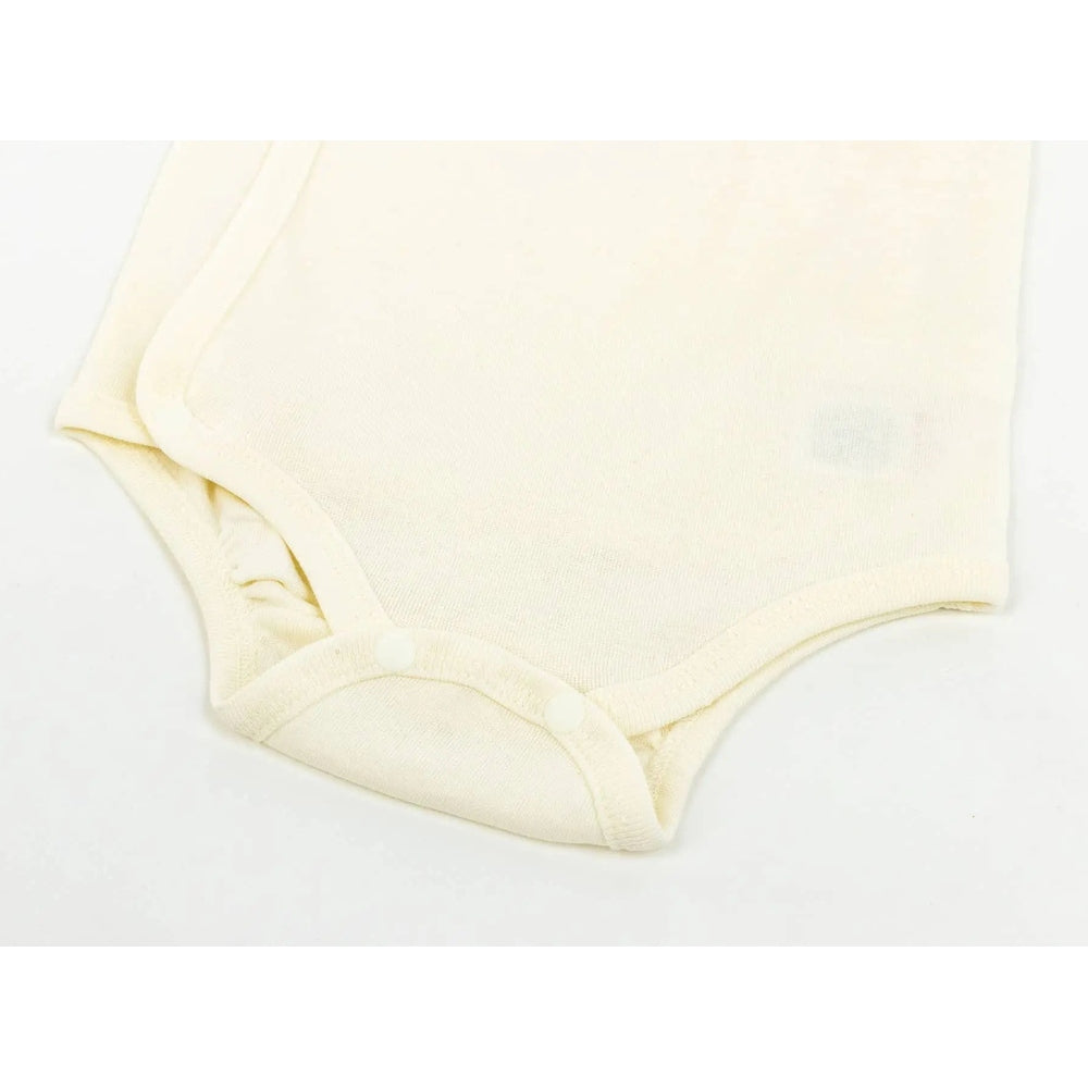 Nest Designs Basics Organic Cotton Ribbed Kimono Short-Sleeve Onesie, white; 3-pack with bottom snaps.