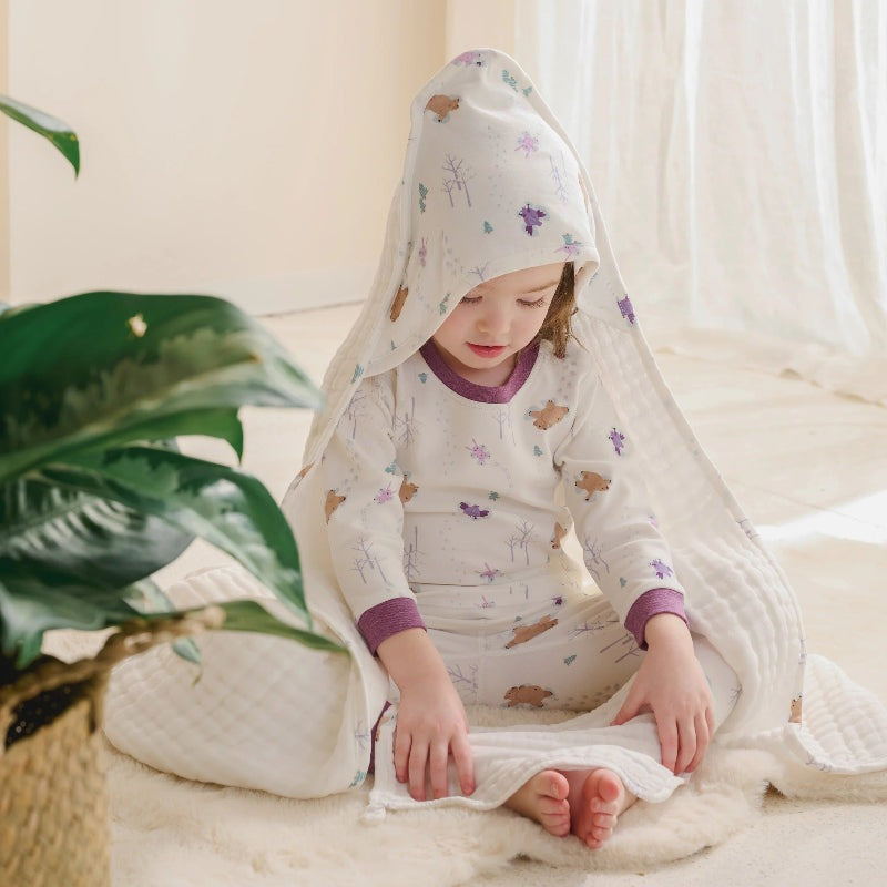 Nest Designs Organic Cotton 9-Layer Hooded Baby Bath Towel Snow Angels