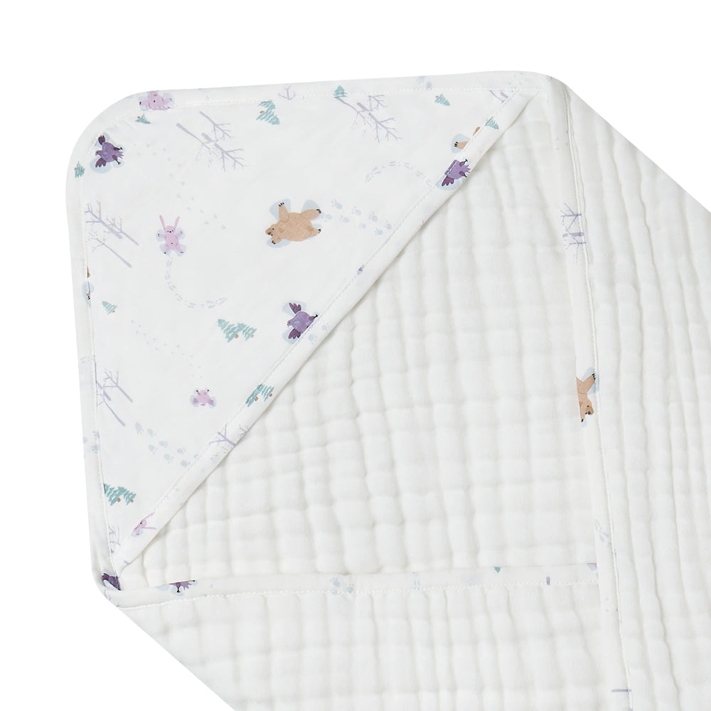 Nest Designs Organic Cotton 9-Layer Hooded Baby Bath Towel Snow Angels
