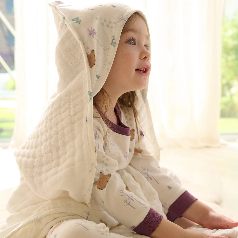 Nest Designs Organic Cotton 9-Layer Hooded Baby Bath Towel Snow Angels