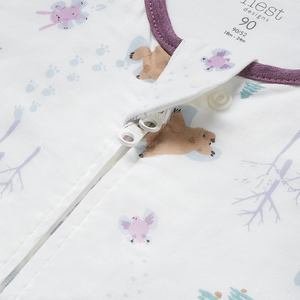 Nest Designs Organic Cotton Long Sleeve Footed Sleep Bag 1.0 Tog Snow Angels