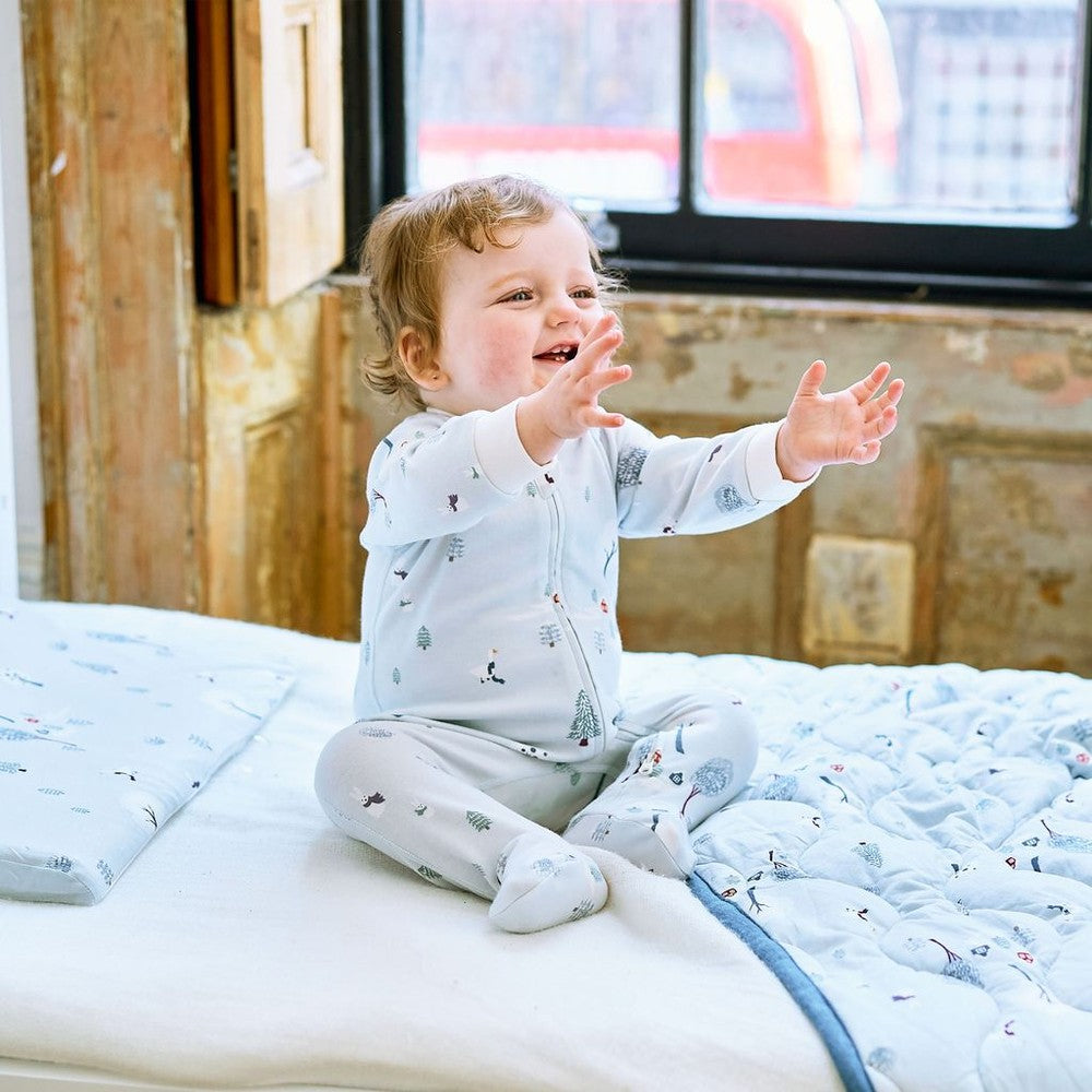 Nest Designs Organic Cotton Long Sleeve Footed Sleep Bag 1.0 Tog Snowy Snuggles