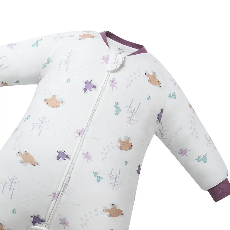 Nest Designs Organic Cotton Long Sleeve Footed Sleep Bag 1.0 Tog Snow Angels