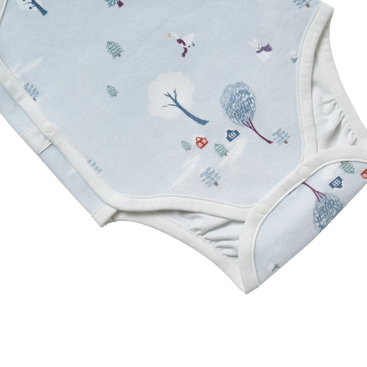 Nest Designs Organic Cotton Long Sleeve Kimono Onesie Snowy Snuggles