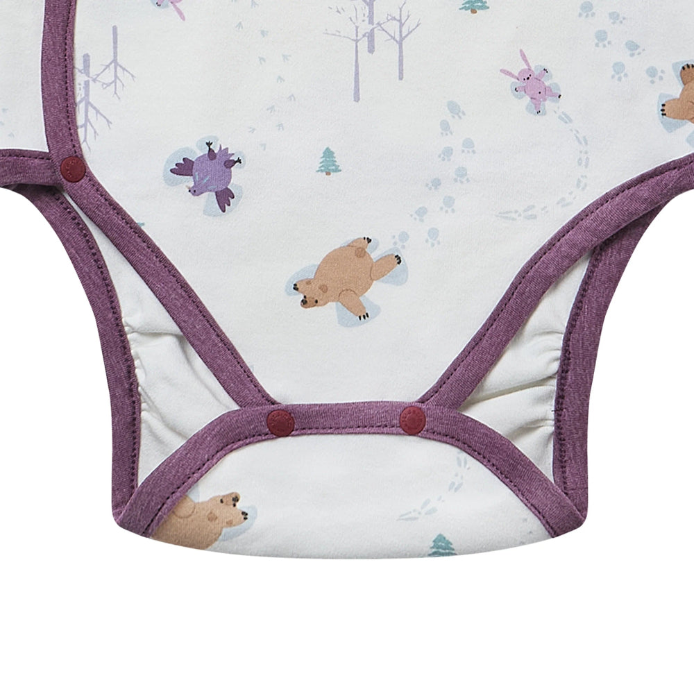 Nest Designs Organic Cotton Long Sleeve Kimono Onesie Snow Angels