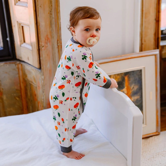 Nest Designs Organic Cotton Long Sleeve Kimono Romper Squish Squash