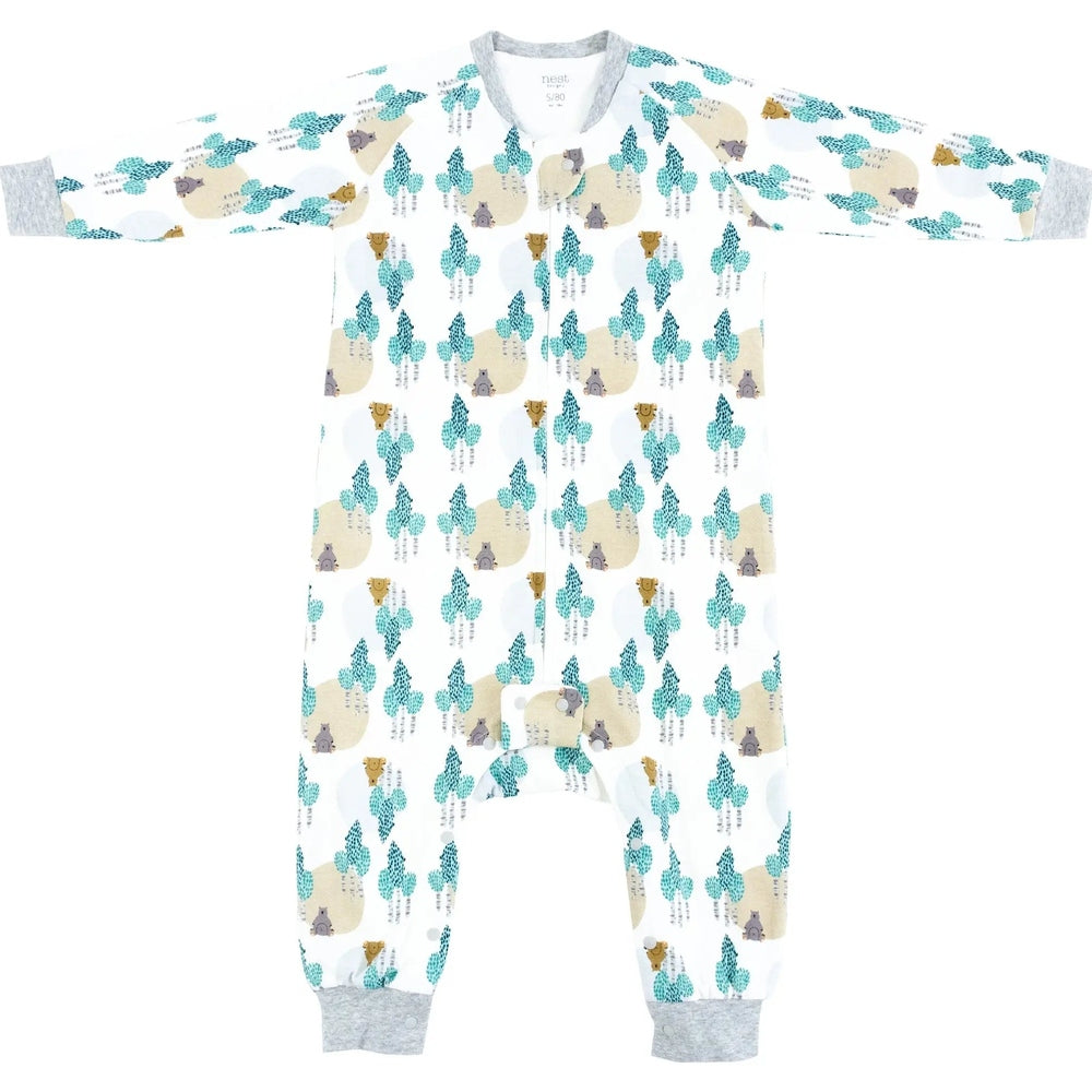 Nest Designs Organic Cotton Long Sleeve Sleep Suit 1.0 Tog Where's The Bear