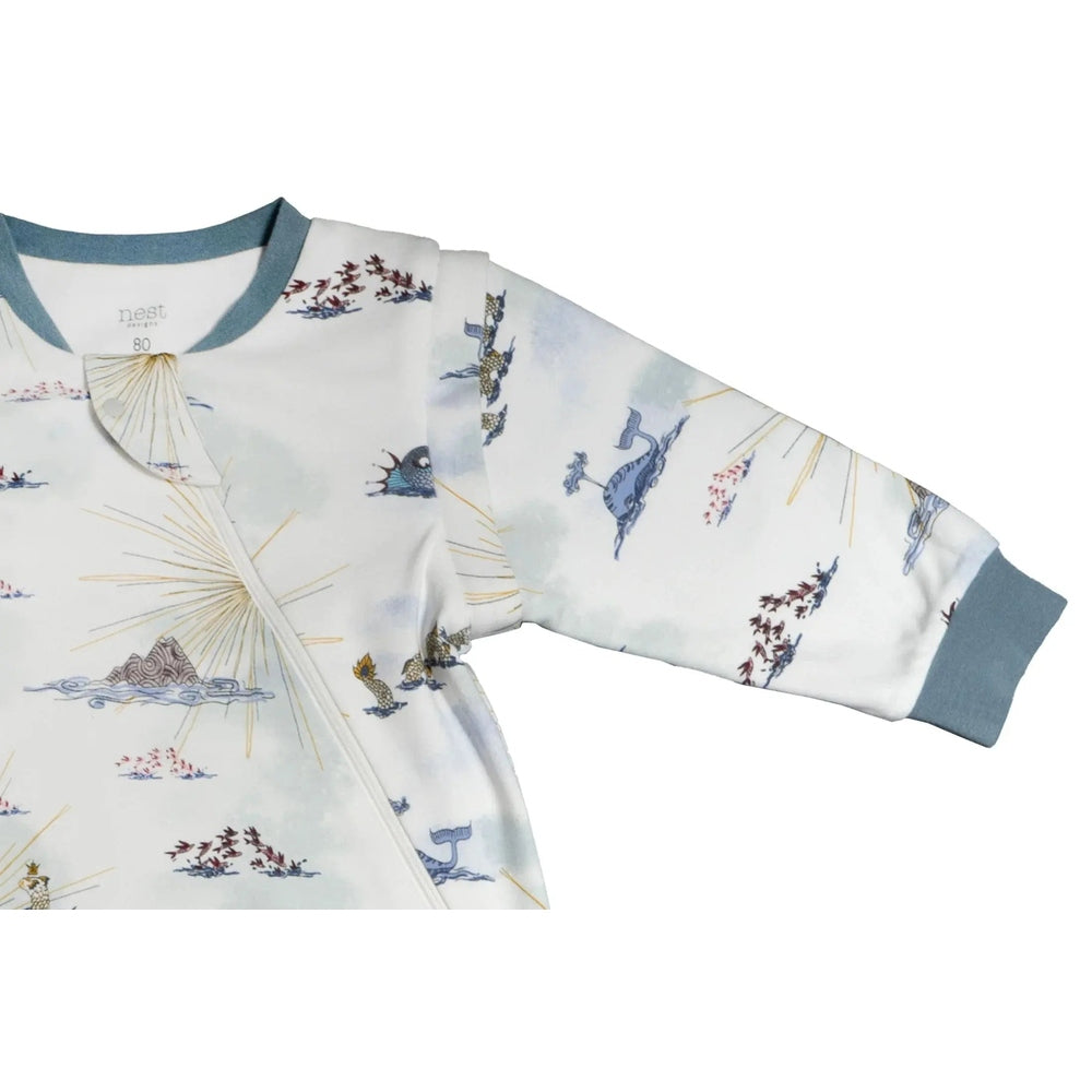 Nest Designs Organic Cotton Removable Long Sleeve Sleep Bag 1.0 Tog Ocean Wonders