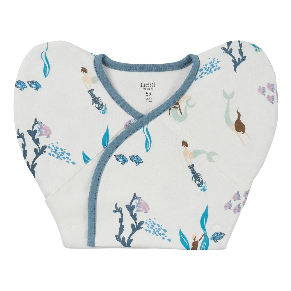 Nest Designs Startle Stop Sleep Bag 0.5 tog Splish Splash, white with blue underwater print, 0–3m