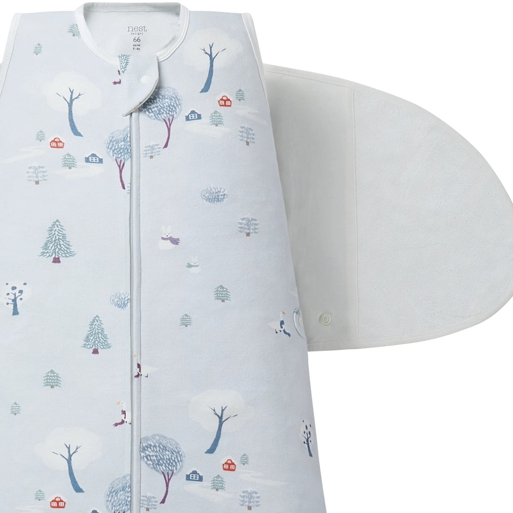 Nest Designs Organic Cotton Swaddle Sleep Bag 0.5 Tog Snowy Snuggles