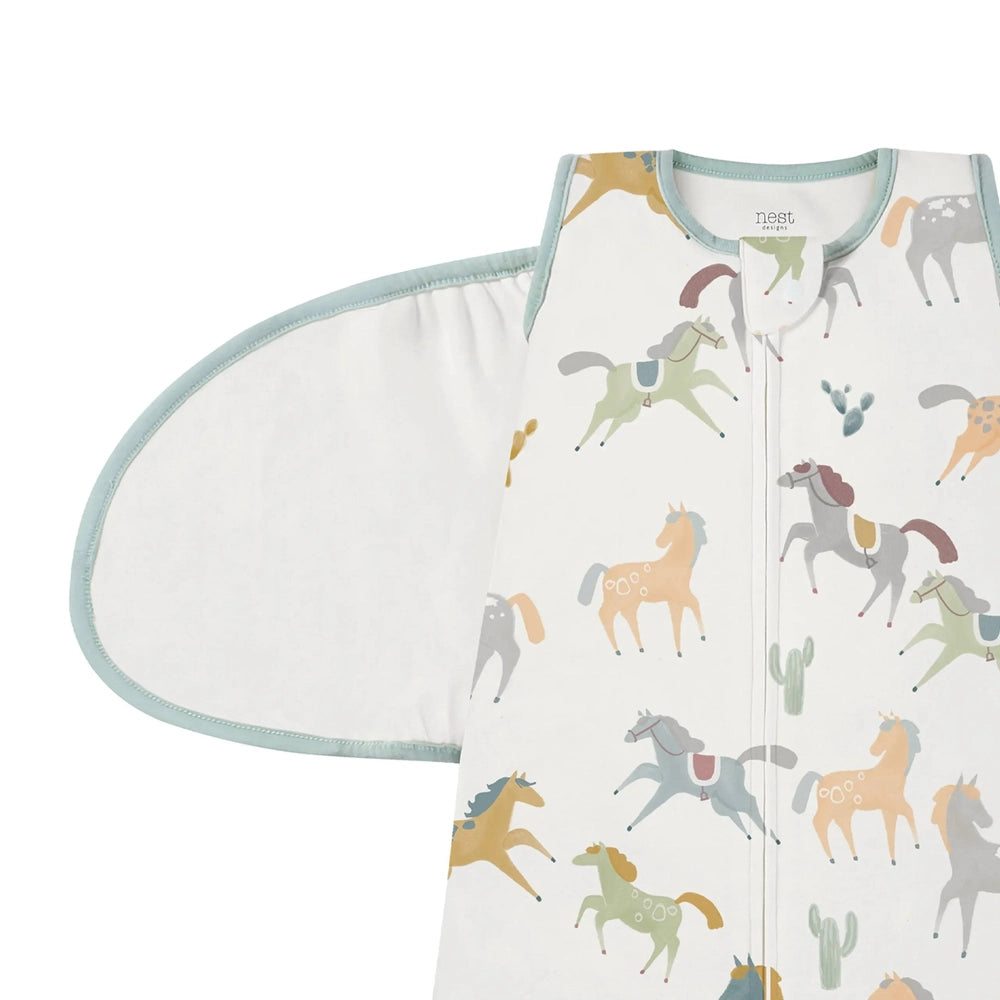 Nest Designs Organic Cotton Swaddle Sleep Bag 1.0Tog Pony Express