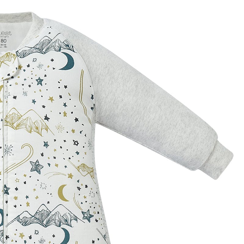 Nest Designs Raglan Bamboo Long Sleeve Footed Sleep Bag 2.5 Tog Stars White