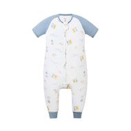 Nest Designs Raglan Bamboo Pima Short Sleeve Footed Sleep Bag 0.6 Tog Pastel Waves