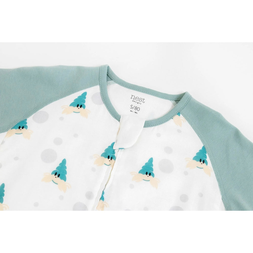 Nest Designs Raglan Bamboo Pima Short Sleeve Sleep Suit 0.6 Tog The Happy Hermit
