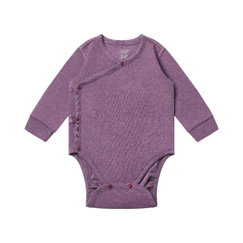 Nest Designs Tanboocel kimono onesie for baby, long-sleeve in purple gumdrop.