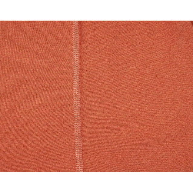 Nest Designs Tanboocel Mock Neck Long-Sleeve Shirt in Apricot Orange, soft knit fabric with a visible front center seam.